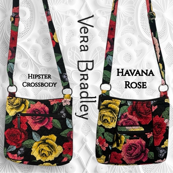 Vera Bradley Handbags - Vera Bradley Hipster Crossbody Bag Havana Rose Butterfly Floral Red Yellow Black